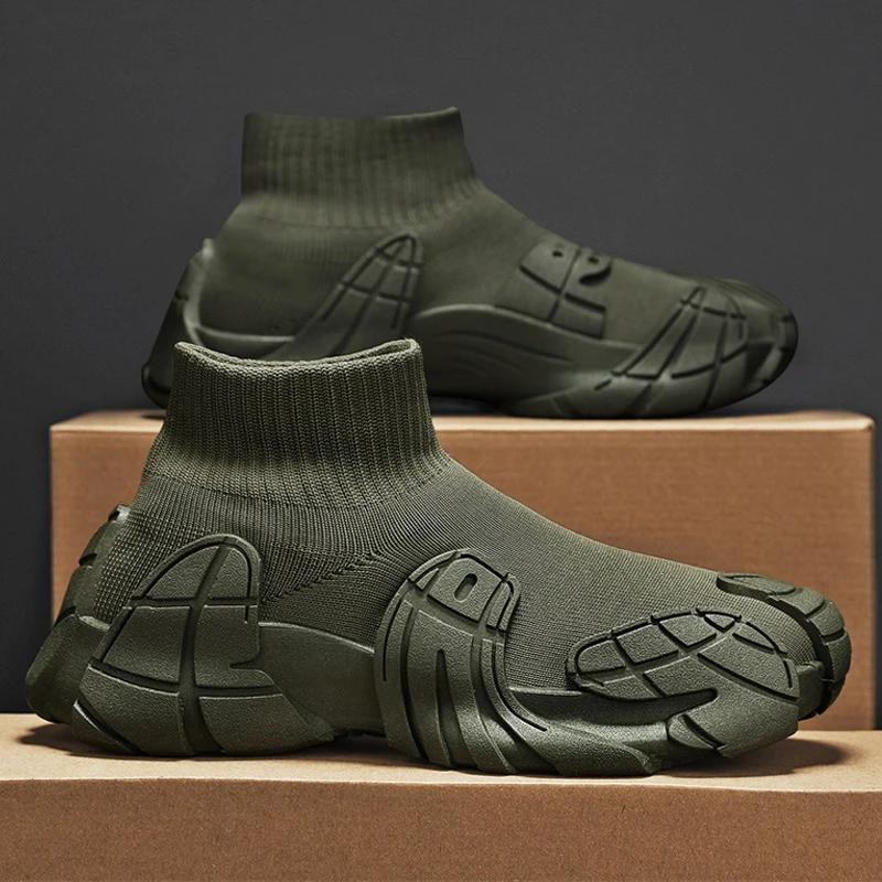 Высокие носки, кроссовки Octopus, дышащая сетка, мужские кроссовки, удобная толстая подошва, спортивная обувь для бега, трендовая обувь для ходьбы