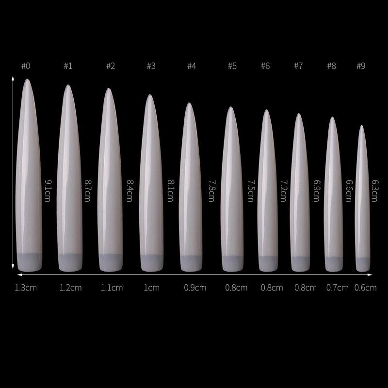 10 шт. прозрачные длинные акриловые гравированные круглые накладные ногти для наращивания французских ногтей для инструментов