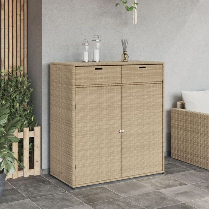 VidaXL Armoire de Rangement de Jardin, Organisateur de Terrasse avec Porte, Meuble d'Extérieur Patio Arrière-cour, Beige 365566