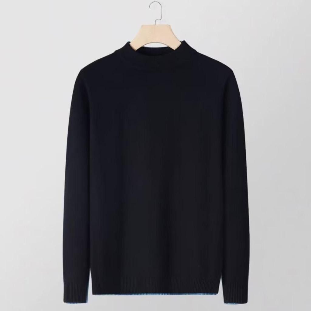 2024 Autumn/Winter Men's Youth Half Turtleneck Knitted Sweater - Casual Mid-Neck Top