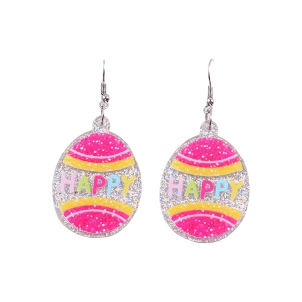 Cartoon Easter Egg Earrings Acrylic Easter Egg Dangle Earrings Bunny Pendant Earrings  Gifts