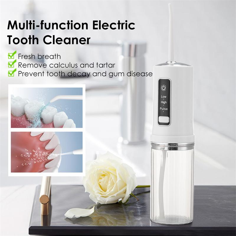 Oral Irrigator USB Rechargeable Dental Water Flosser 4 Nozzles Water Jet 230ML Water Tank 3 Modes Waterproof Dental Health