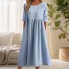 Летнее повседневное хлопковое платье с короткими рукавами и карманами свободного покроя с круглым вырезом, однотонное плиссированное женское среднее платье для офиса, повседневной вечеринки