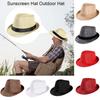 Unisex Gangster Cap Beach Sun Straw  Band Sunhat