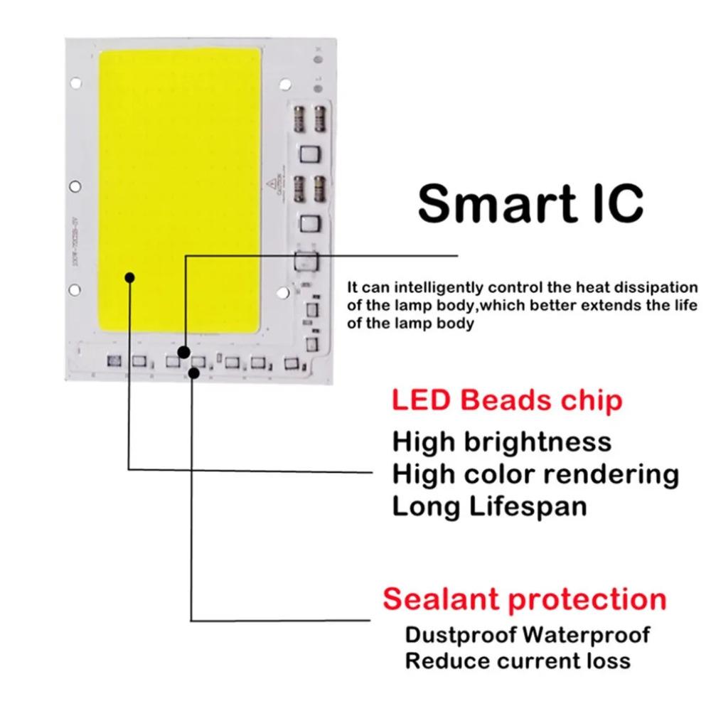 Светодиодный чип COB 50 Вт 100 Вт 150 Вт 200 Вт 200-240 В Smart IC не требует драйвера светодиодная лампа для прожектора прожектора DIY освещение источник света