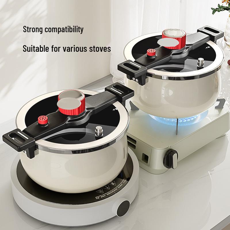 Устойчивая к давлению кастрюля с антипригарным покрытием для газовых и индукционных плит, безопасная и взрывозащищенная, идеально подходит для супов и рагу.