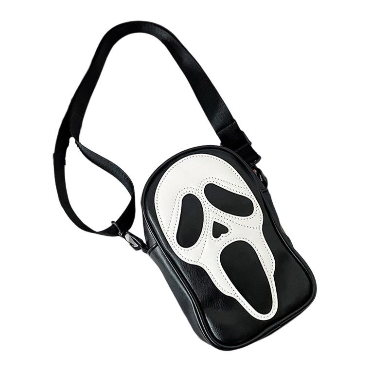 Quirky Ghost Skull Crossbody Bag Hip Korean Style Small Shoulder Bag With Pu Material
