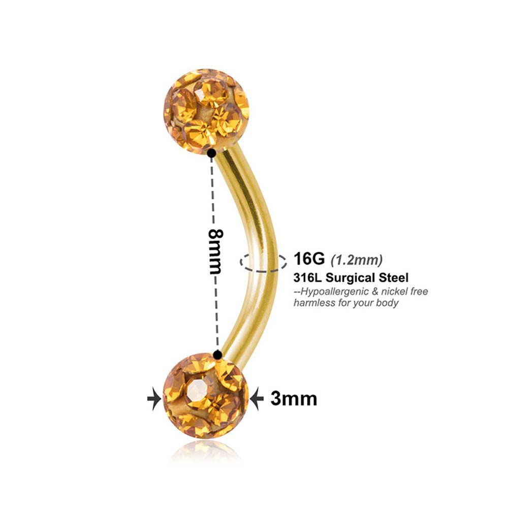 Stainless Steel Rhinestone Piercing Ring Ball Nose Ring Eyebrow Stud Fake Lip Stud Piercing Jewelry