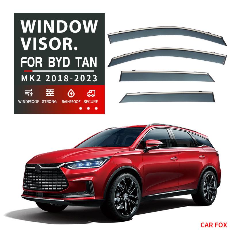 DOOR VISOR Window Weather Guard for BYD Tan EV 2015-2024 Ventvisor Bright Strip Wind Deflectors Visors Rain Guard Accessories