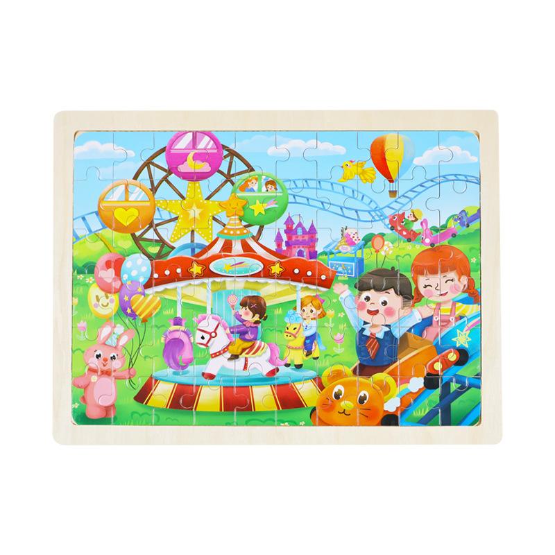 Деревянный пазл из 60 деталей с бревнами, детский мультяшный деревянный пазл с самолетом, развивающие игрушки для раннего развития ребенка