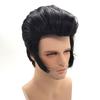 High Quality Men's Rock Singers Presley Cosplay Wig Party Superstar Heat Resistant Black Synthetic Party Hair Wig + Wig Cap