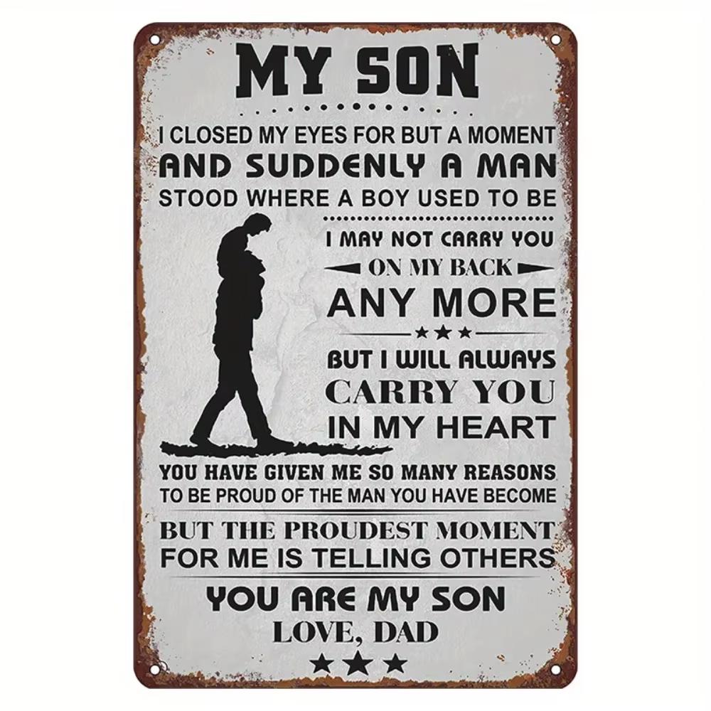 My Son Loves Dad Vintage Metal Sign, Family Gift for Son, Fun Wall Art Interior Decor, Metal Poster