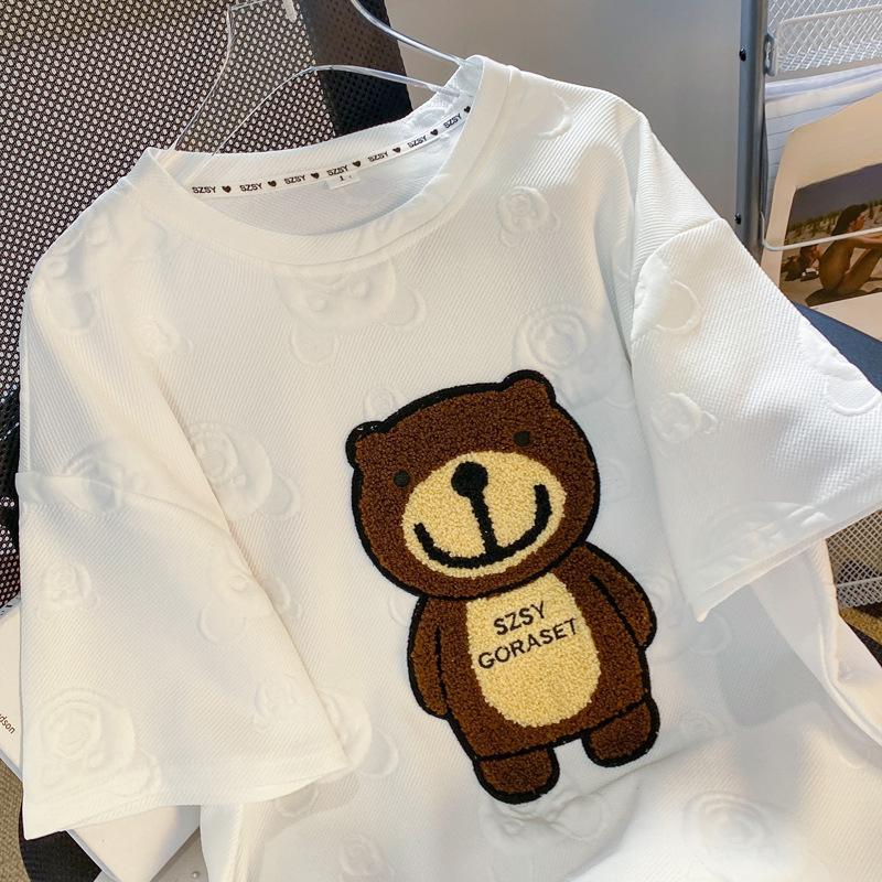 Летняя женская свободная тонкая футболка с короткими рукавами и вышивкой Niche