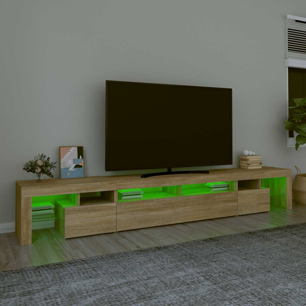 Vidaxl Szafka Pod Tv Z Oświetleniem Led, Dąb Sonoma, 260X36,5X40 Cm