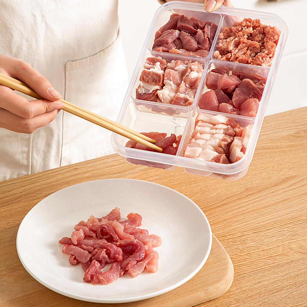 4/6-секционный герметичный контейнер для хранения свежих продуктов в холодильнике с крышкой, пластиковый контейнер для хранения продуктов в морозильной камере, многоразовый контейнер для пищевых продуктов для кухни