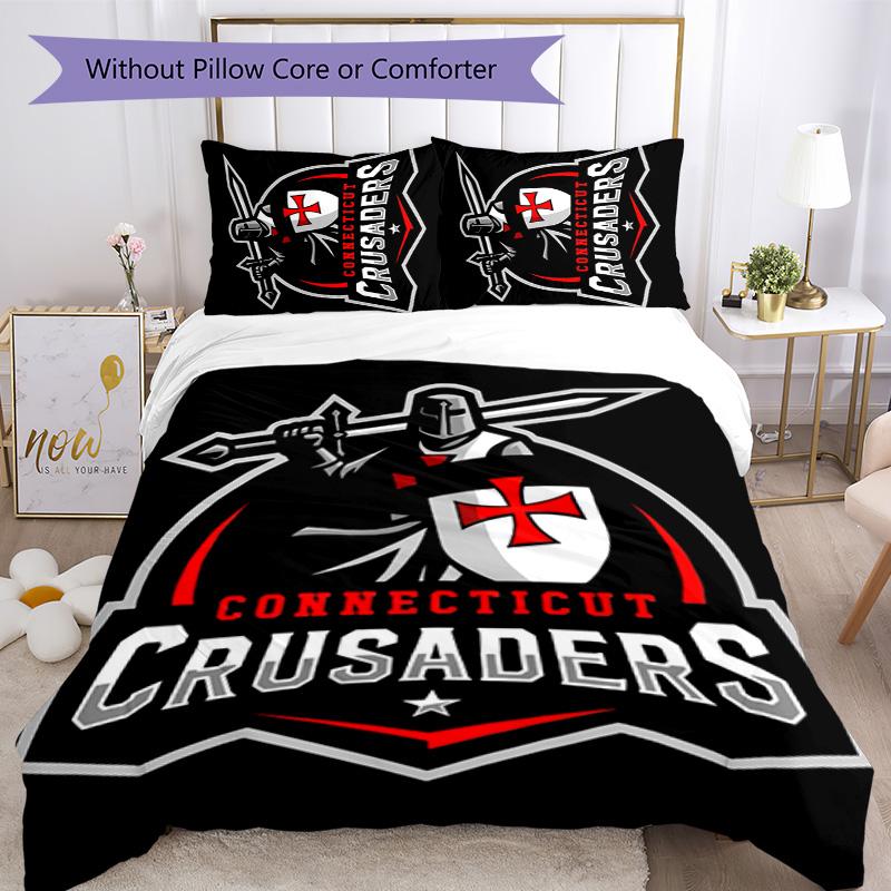 Crusader 3pcs Bedding Set Duvet Cover Closure Includes 1 Duvet Cover & 2 Pillowcases for All Seasons Bedroom Home Dorm Decor
