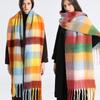 NEW Luxury Cashmere Women Plaid Scarf Winter Warm Shawl and Wrap Bandana Pashmina Long Tassel Female Foulard Thick Blanket