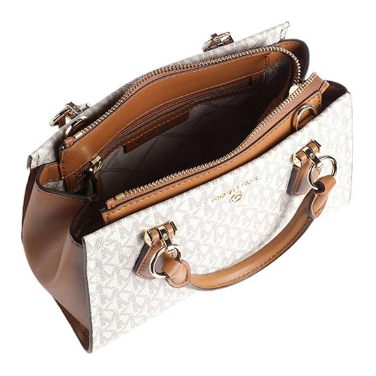 Michael Kors Mk Сумка через плечо Логотип Буквенный значок Покрытие из холста Маленькая сумка-ведро Средняя женская сумка Золотой Слоновая кость Коричневый 32F2G6AC1B-149