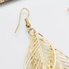 1 пара женских висячих сережек из нержавеющей стали, изысканные висячие формы с загнутыми краями в форме листа