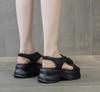 Модные высококачественные 8 см ПУ женские туфли с открытым носком из натуральной коровьей кожи на платформе и танкетке модные тапочки ROME мокасины летняя обувь