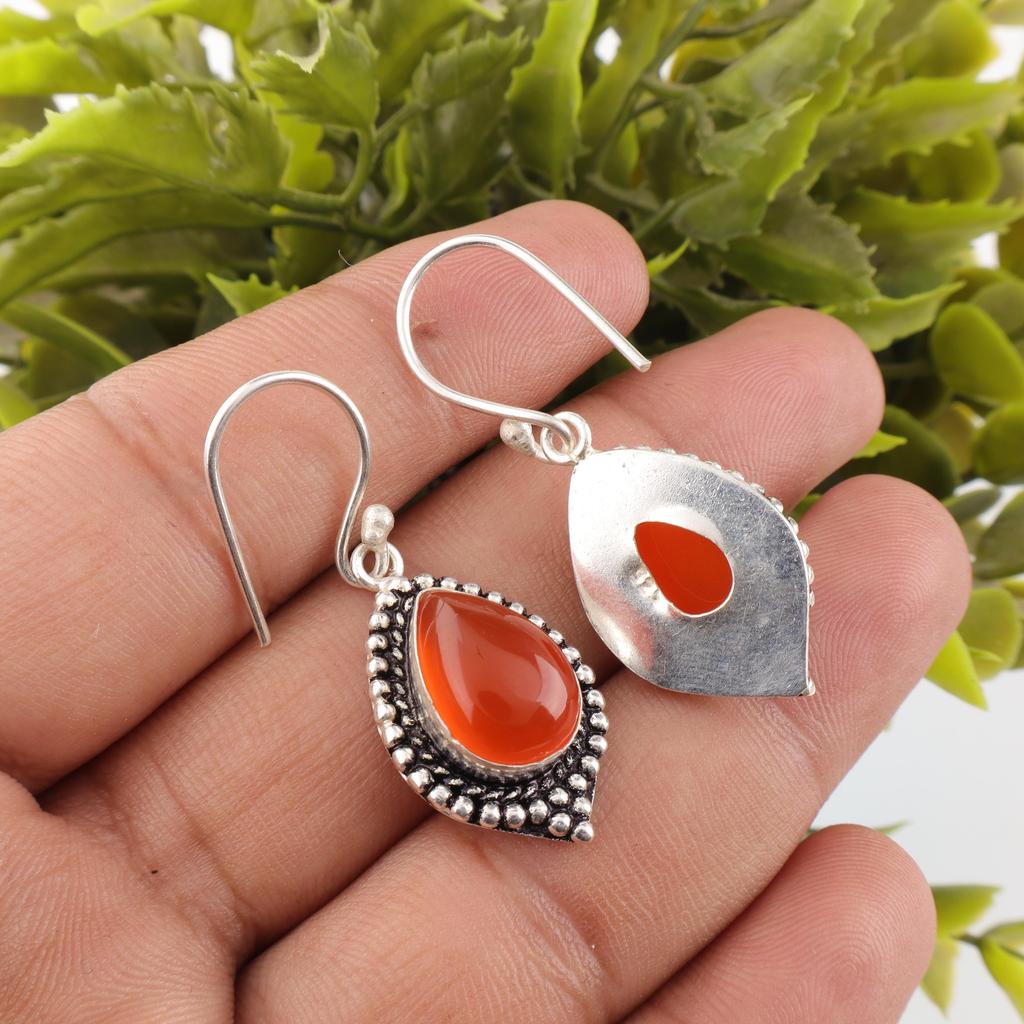 Серьги из сердолика, серьги из натурального драгоценного камня из стерлингового серебра 925 пробы, украшения ручной работы, подарок на день рождения и годовщину для нее