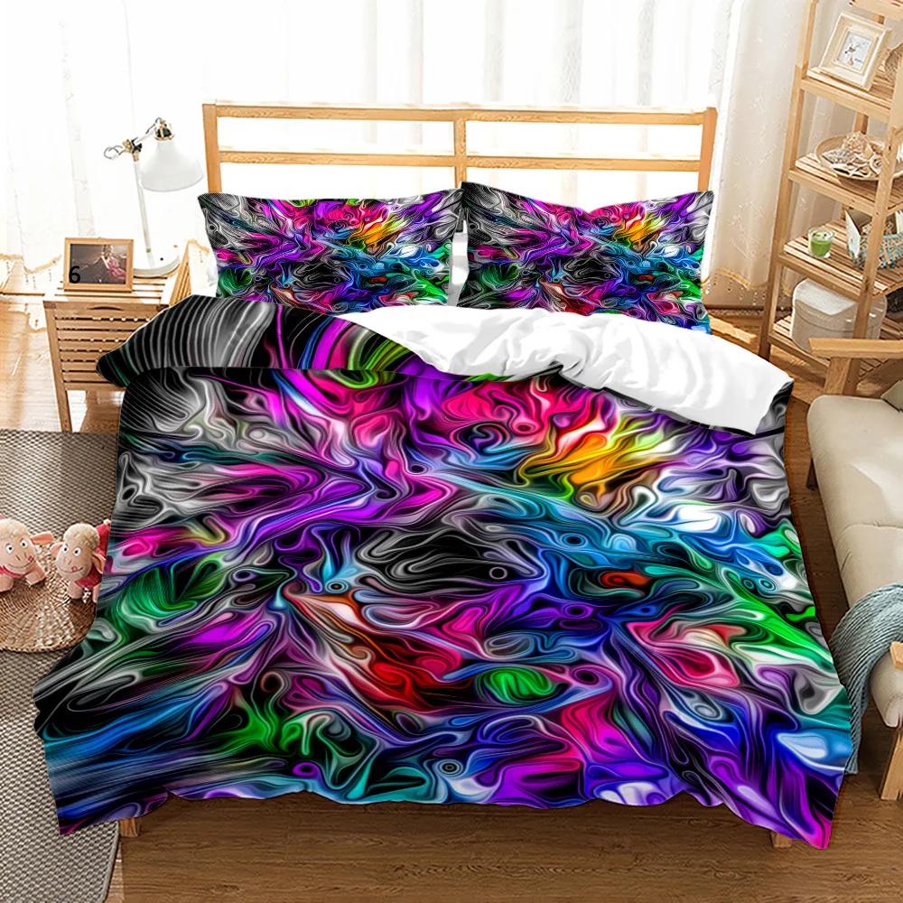 Комплект постельного белья из 3 предметов с односторонним принтом и красочным узором, удобная дышащая простыня, комплект постельного белья Comforterble