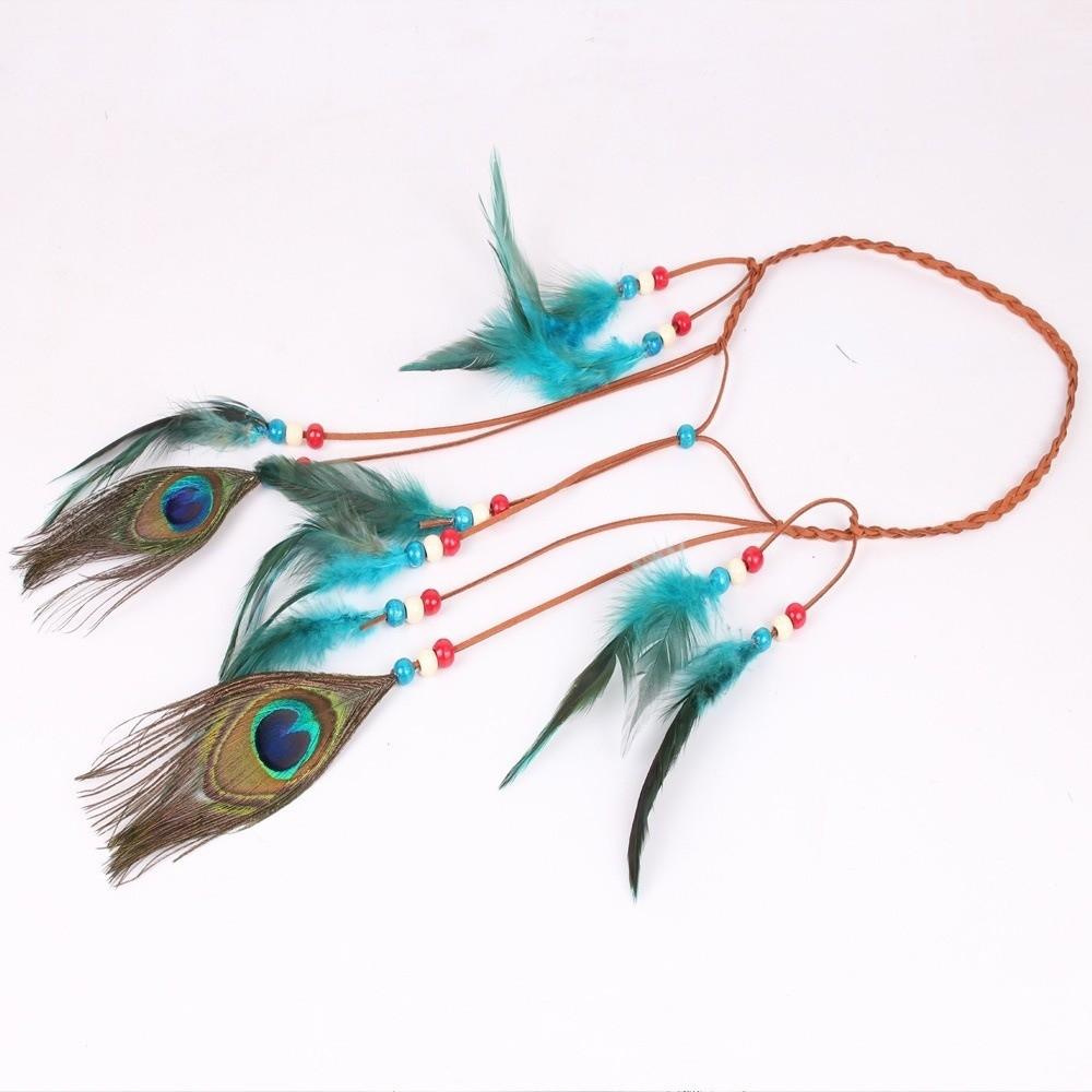 Intricate Beadwork Bohemian Tassel Headband Tribal Feather Hair Extensions Western Cowgirl Outfit