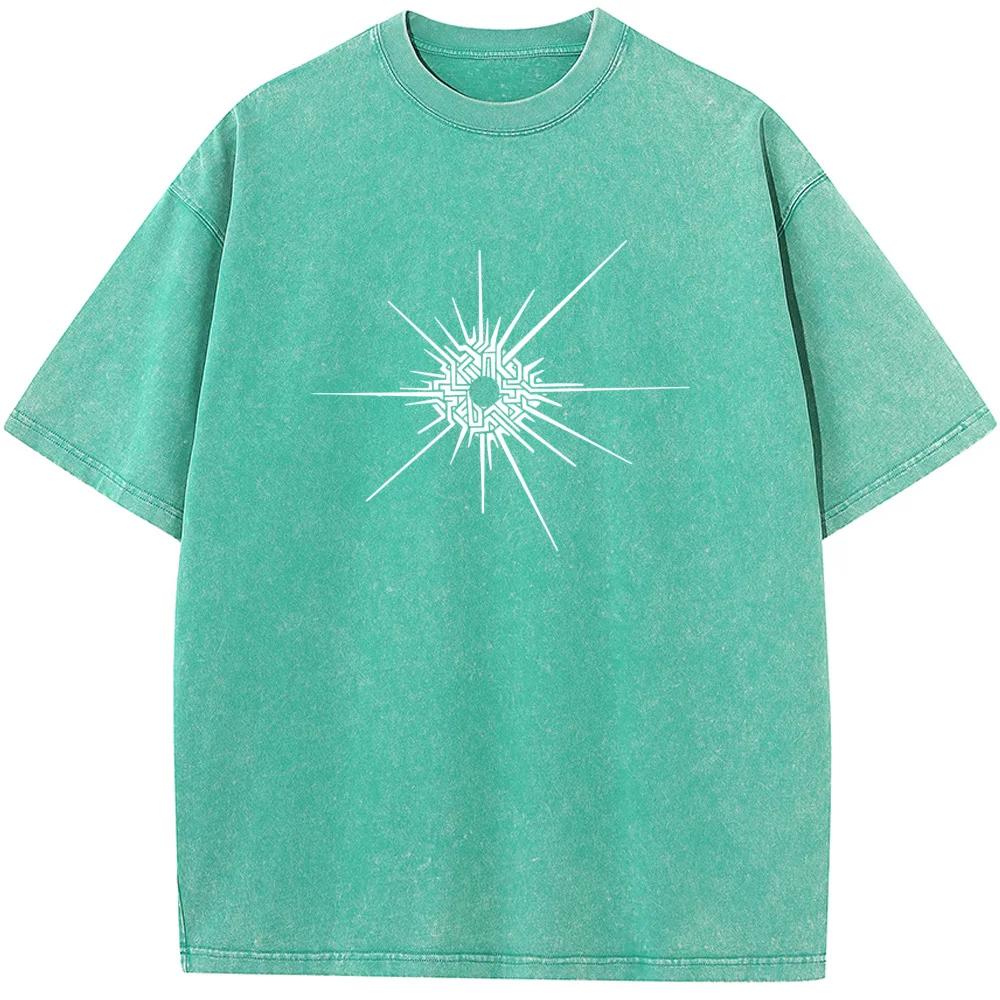 Radiation Men's Short-Sleeved T-shirt Fashion Loose Washed T-Shirt Cotton Bleach T Shirt Summer Tops