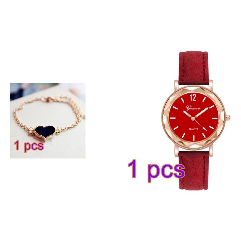 (Часы + Браслет) Роскошный женский комплект часов с браслетом Love