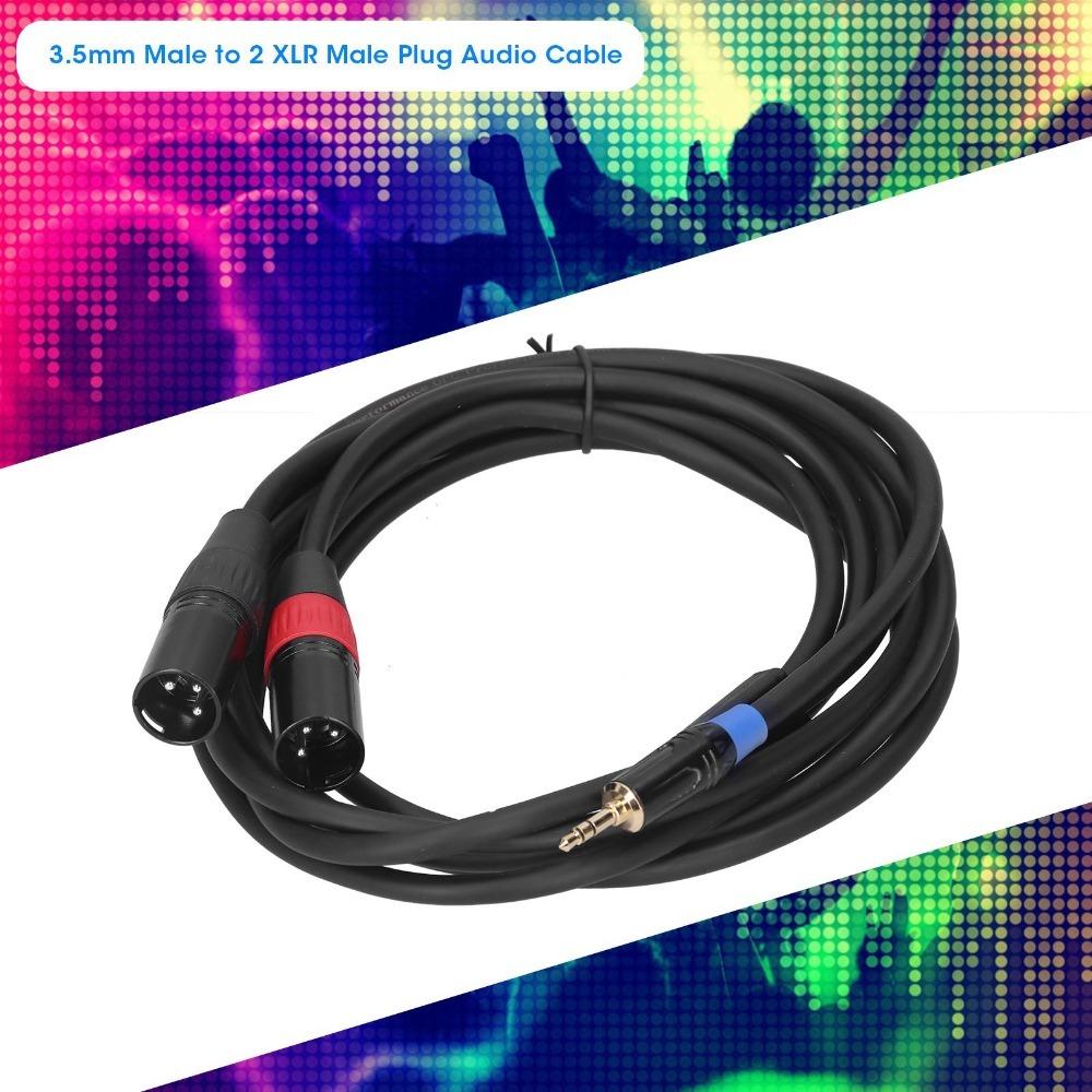 3.5mm Stereo Male Audio Converter Cable Gold Plating Male To Dual XLR Connector CD Player