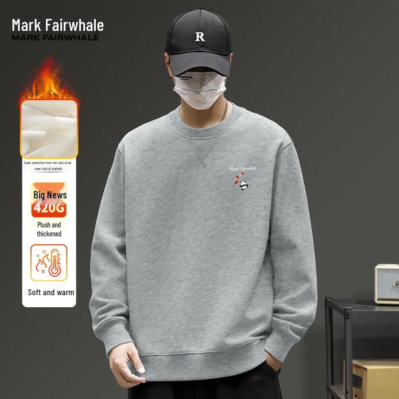 Mark Hua Fei Men's Heavyweight Fleece-Lined Crew Neck Sweatshirt