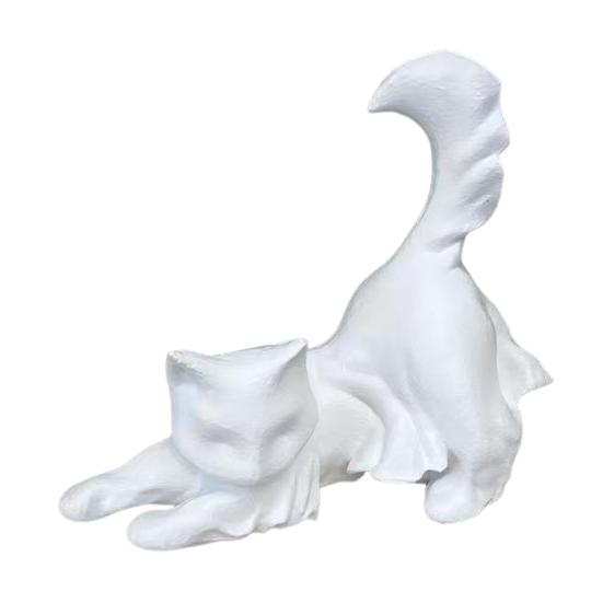 Хэллоуин Статуэтка кота-призрака Светящаяся в темноте Черно-белая статуэтка кота-призрака из смолы Украшение Настольное украшение Подарок для любителей кошек