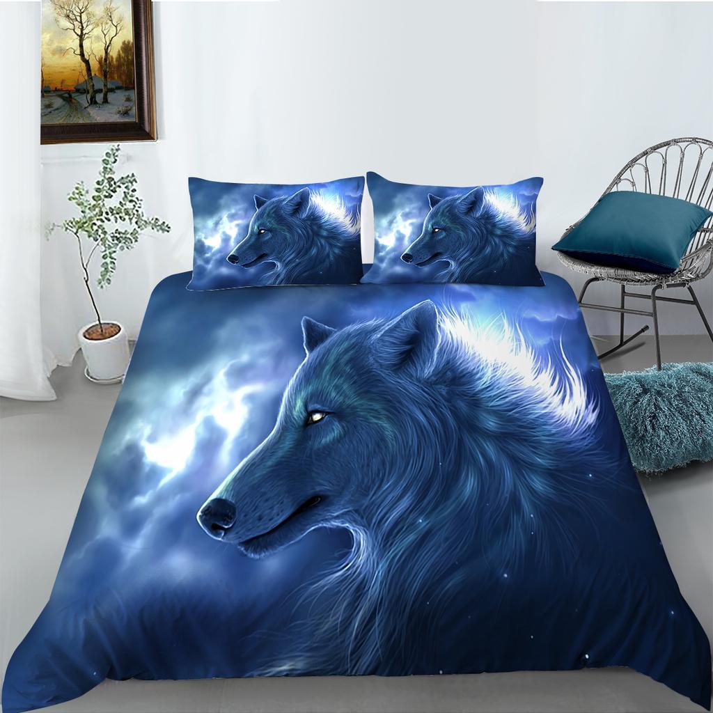 Wolf Digital Printing Quilt Cover Pillowcase Two Three Piece Set Polyester