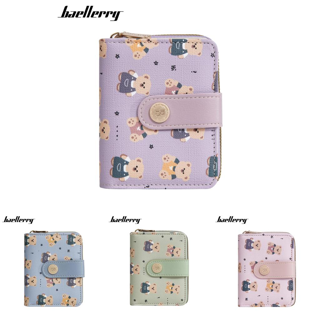 Bear Pattern Print Ladies Wallet Card Case Made Of Pu With Antitheft Features For Women