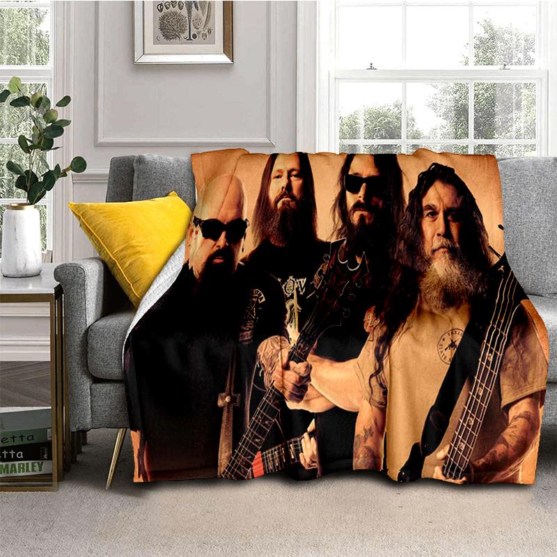 3D ретро одеяло с изображением логотипа группы Slayer, тяжелый металл, рок, мягкое плед-покрывало для дома, спальни, кровати, дивана, дорожное покрытие, подарок для ребенка