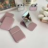 Elegant Pink Folding Makeup Mirror PU Leather Stand Portable Hand Washable Glass Dorm Desk Daily Use