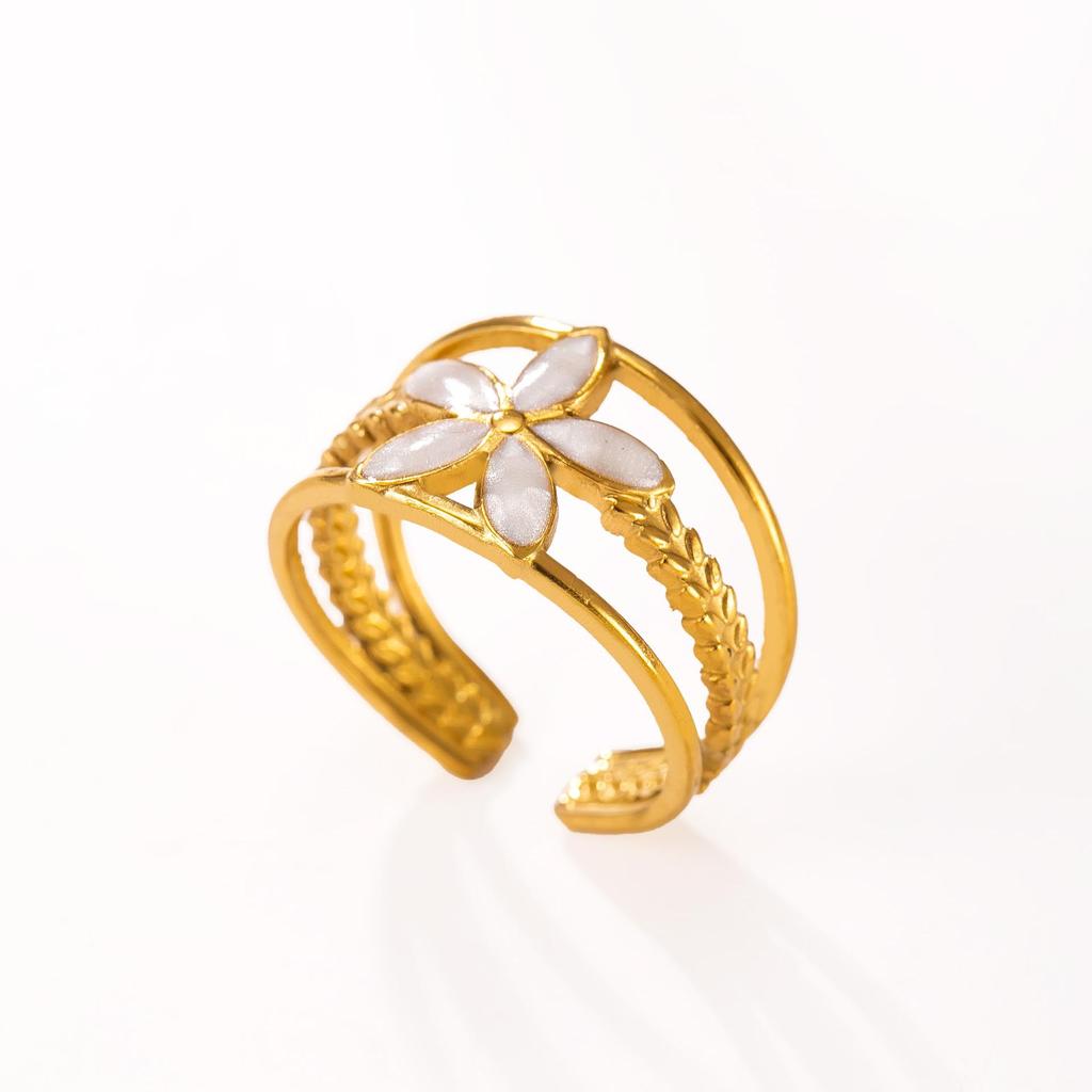 18K Gold Plated Titanium Steel Butterfly Flower Open Ring