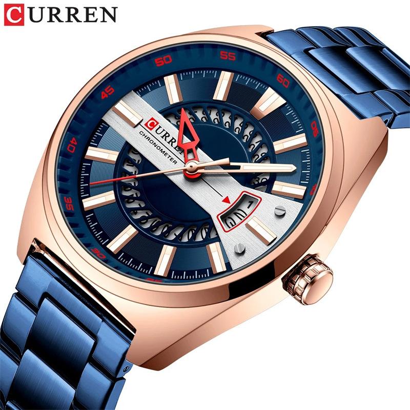 CURREN New Top Men's Watches Calendar Steel Band Quartz -off Business Creative Male Watch