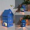 Hollowout Metal Ice House Shape Tealight Candle Stand Hanging Votive Candle Lanterns for Farmhouses Home Decoration