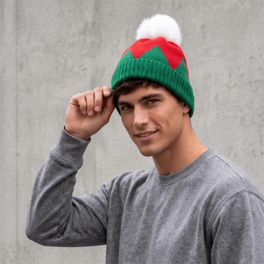 Warm Christmas Knitted Hat Merry Christmas Hat Striped Hat Leisure Santa Beanie Hat Outdoor