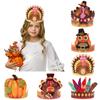 Adjustable Turkey Crown Hat Paper Hat Festival Headwear for Thanksgiving Christmas Party Fun for All Ages 6Pcs/Set