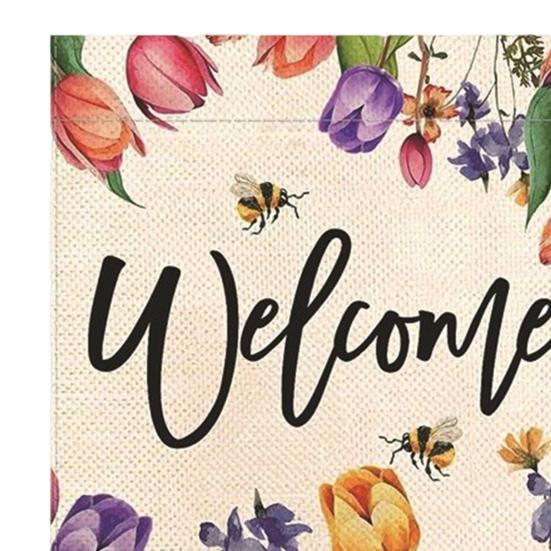 Весенний садовый флаг, двухсторонний льняной цветочный флаг, наружный декор, привет весна