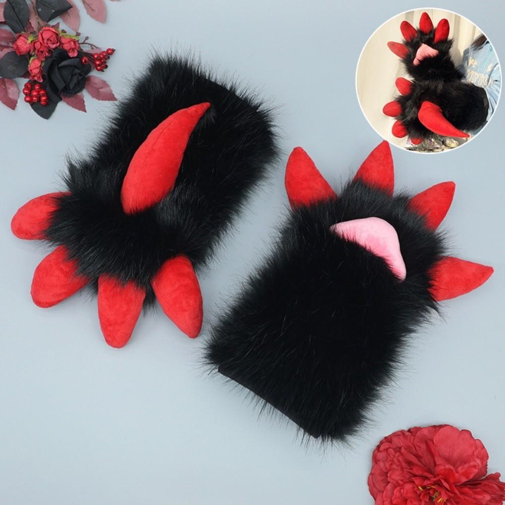 Faux Fur Animal Fursuit Paw Gloves Cartoon Anime Claw Mittens New Furry Gloves Props