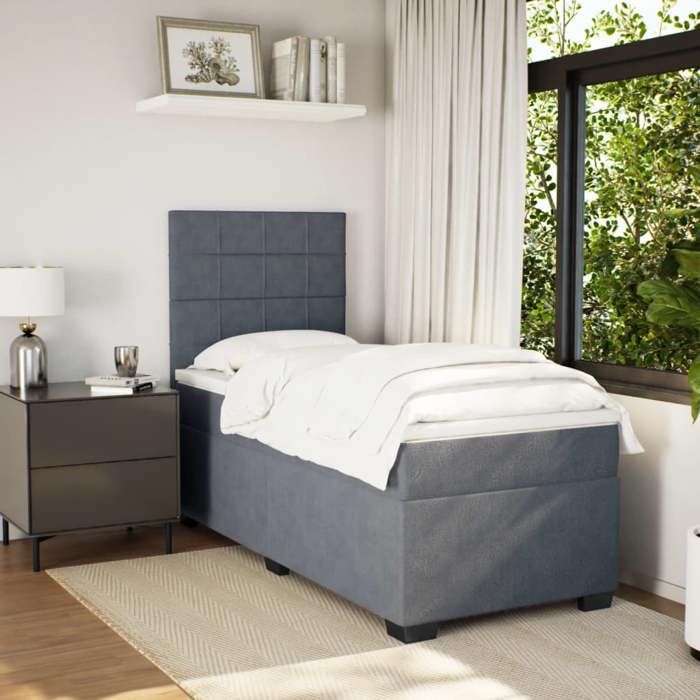 Maison Exclusive - Sommier à lattes de lit avec matelas Gris foncé 100x200 cm