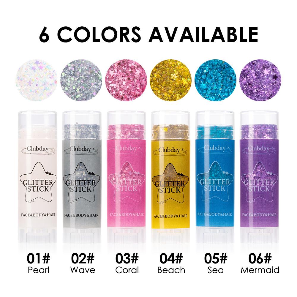 6 Color Sequins Glitter Gel Stick White Silver Pink Eyeshadow Face Body Painting Brighten Stage Makeup Flash Loose Sequins Cream