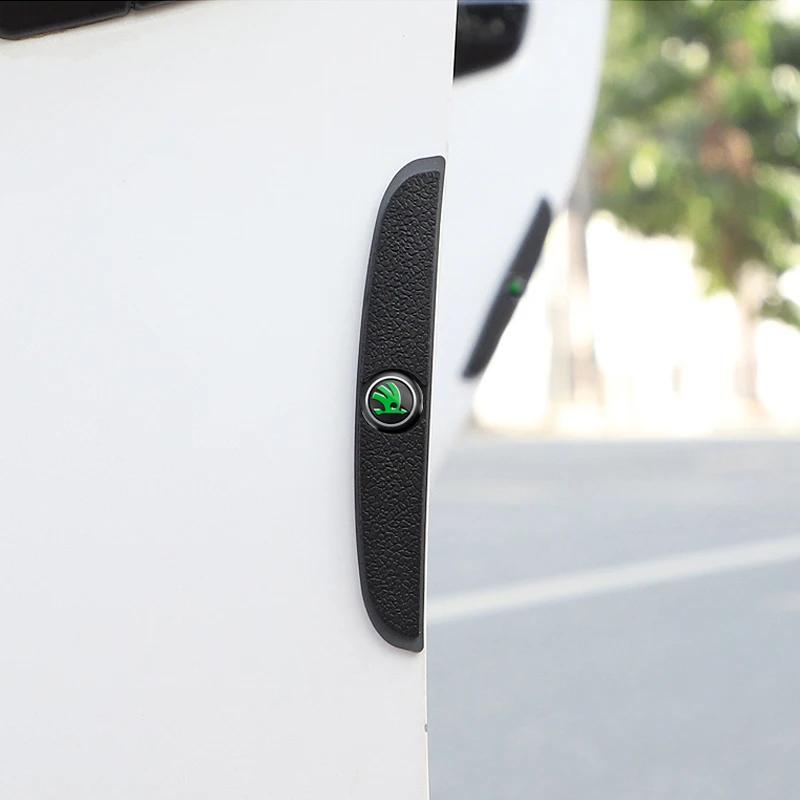Car Sticker 4Pcs Rubber Anti Collision Strip Car Door Rearview Mirror Protector Stickers For Skoda Mk3 Yeti Kamiq Kodiaq Karoq O NL6