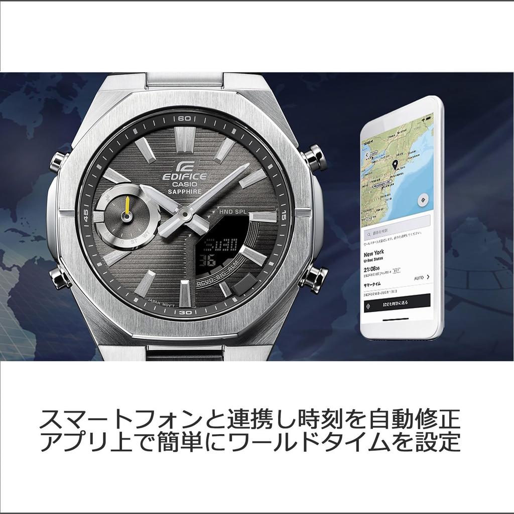 Часы Casio Edifice [Официальный японский продукт] Серия Smartphone Link Bluetooth с сапфировым стеклом, ECB -S10YD-2AJF / -S10YD-8AJF, Мужские серебристые