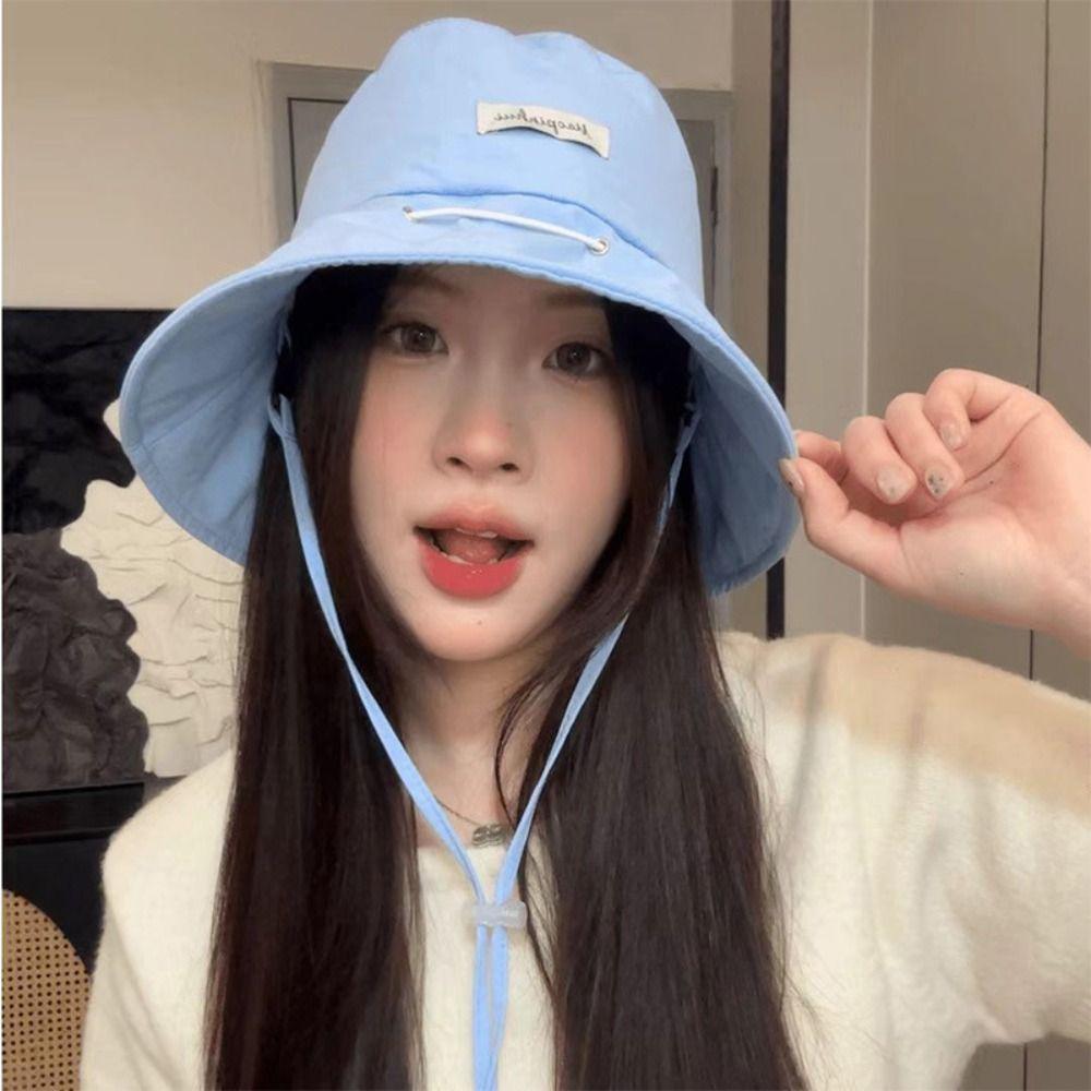 Wide Brim Fisherman Hat Sunshade Drawstring Bag Korean Style Sun Hat Summer