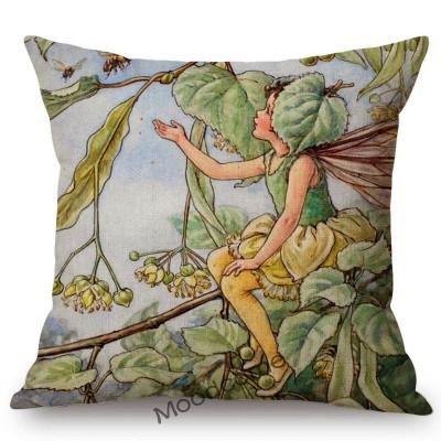 Lovely Cute Infant Baby Children Flower Fairies Floral Boy Girl Cartoon Home Decorative Pillow Case Cotton Linen Cushion Cover