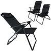 RcrCamp High Back Recliner Chair Set of 2 Black with Storage Case Folding Rover Chair Recliner Chair Aluminum Chair